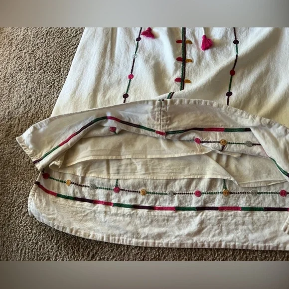 Madewell Willow Embroidered Shift Dress Boho Linen Blend Dress size S Lined - Picture 6 of 12